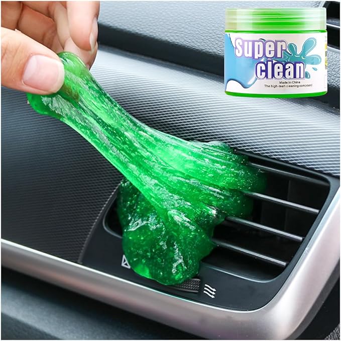 Car Cleaning Gel, Vehicle Dust Detailing Putty Slime Cleaner Kit for Air Vent, Reusable Automotive Interior Detail Clean Mud Removal Tool, Universal for SUV Sedan Truck (Green)