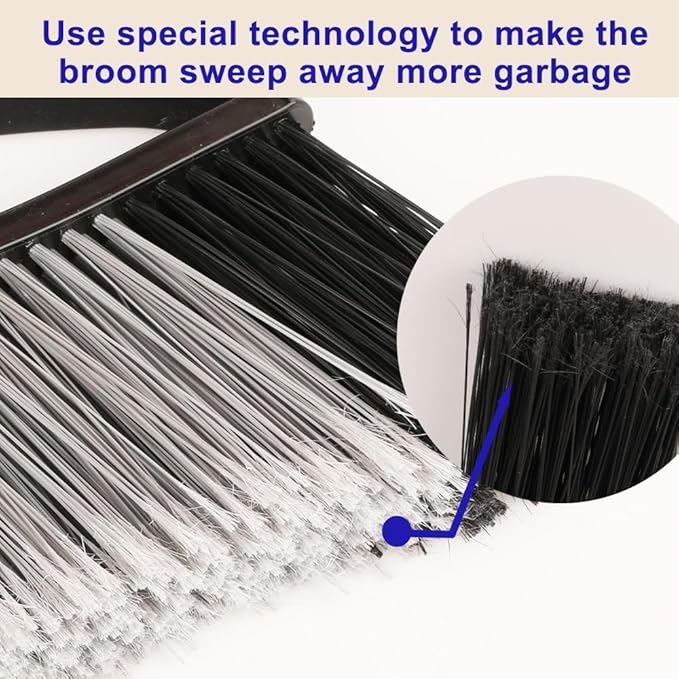 Outdoor Heavy Duty Broom, 15.7'' Wide with Long Handle, Angle Broom with Stiff Bristles for Sweeping Patio, Garden, Garage, Yard