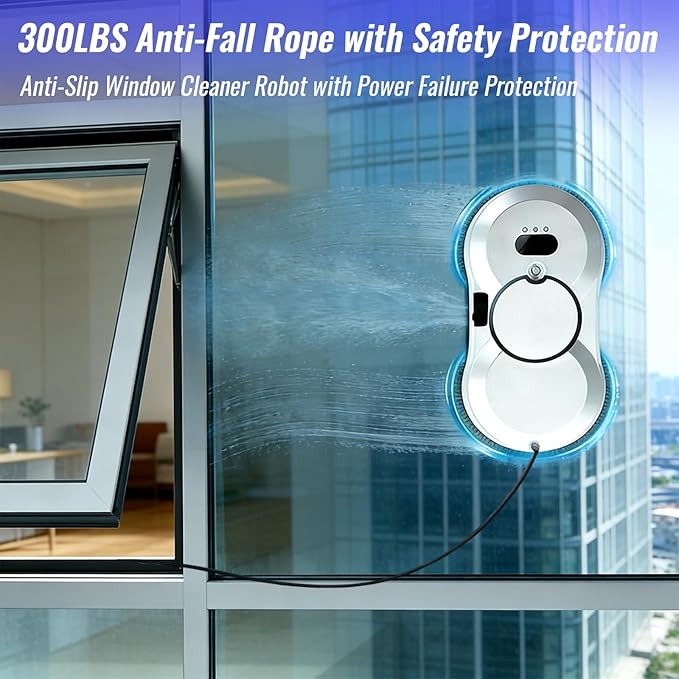 Window Cleaning Robot, Automatic Window Cleaner with Water Spray, 5600Pa Suction, 3.0 Path Planning, Remote Control, for Indoor Outdoor Windows Glass Tiles Door