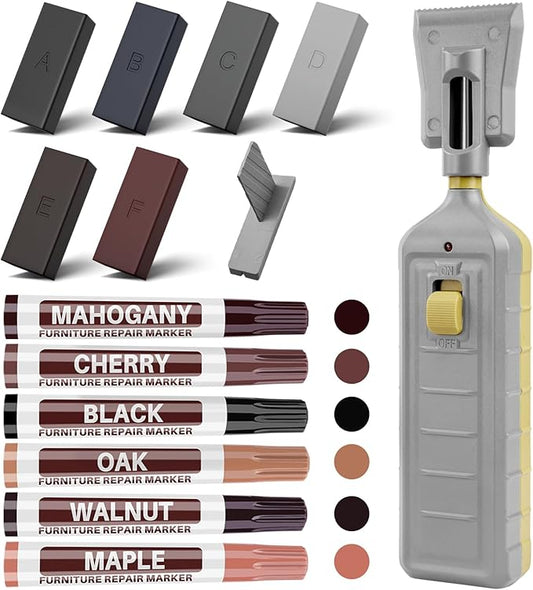 Vinyl Laminate Hardwood Floor Repair Kit - 12 Colors Hardwood Floor Wax with Wood Furniture Marker, Professional Restore Any Scratches, Stains, Cracks, Hole for Floor, Door, Cabinet