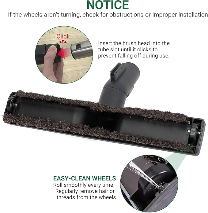 EZ SPARES Replacement of SBB Parquet Anti-Collision Smooth Floor Brush with Horsehair for Miele Vacuum Cleaner 35mm 1 3/8"