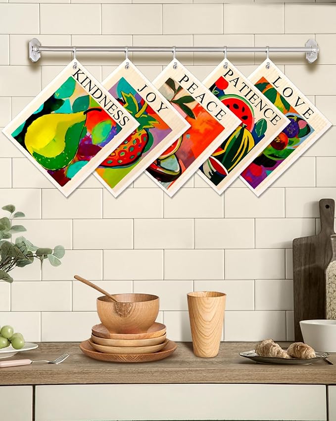 Swedish Dishcloths for Kitchen - 5 Pack Reusable Dish Cloths for Washing Dishes Absorbent Cute Funny Kitchen Towels Cleaning Sponge, Colorful Fruits
