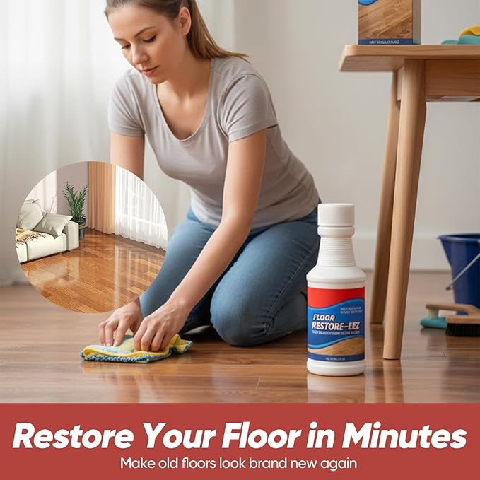 Floor Restore Cleaner, High Solid Content Floor Polish for Shine Renewal & Protective Layer, Helps Conceal Small Scratches, Quick-Drying Protective Finish (2 PACK)