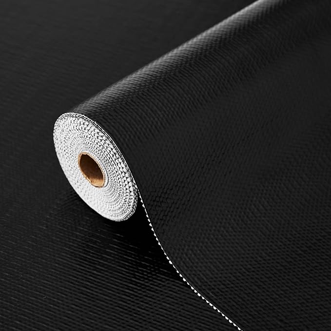 Drawer and Shelf Liner, Non-Slip Kitchen Cabinet Liners Non-Adhesive Thick Strong Grip Waterproof Washable Mats Protect Dresser Shelves Cupboard Bathroom Cabinets, Black, 18 in X 20 FT