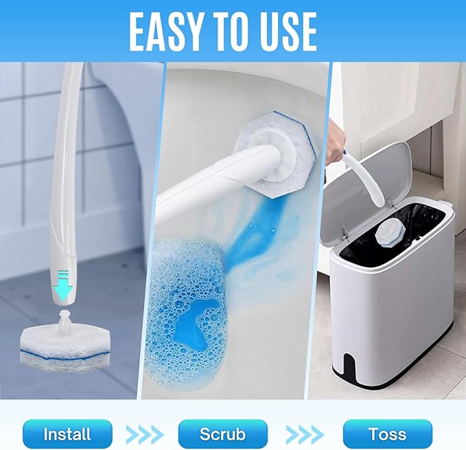 Disposable Toilet Wand Refills Compatible with Most Toilet Cleaning Scrubber, 60 Count Toilet Bowl Cleaner Brush Refill Pads