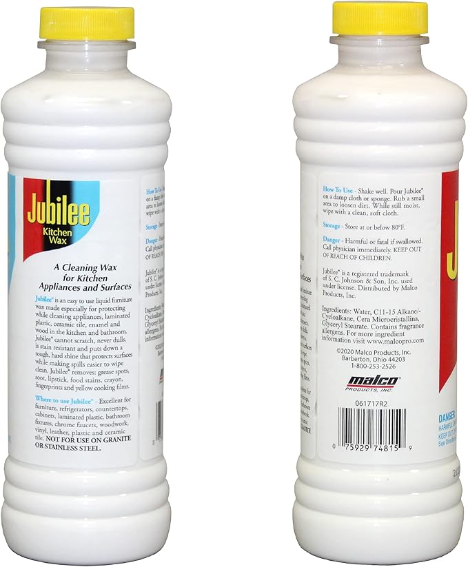 Jubilee Kitchen Wax (2-Pack) - Ultimate Kitchen Cleaner for Countertops, Appliances, and Cabinets/Clean & Shiny Surfaces/Easy-to-Use/Use for Countertops, Sinks, Tables, Tiles & More (524815)