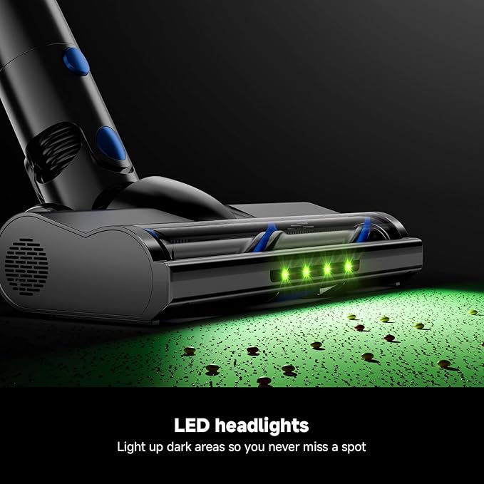 Cordless Vacuum Cleaner for Home, Powerful Stick Vacuum with Rechargeable Battery, Green Light Anti-Tangle Brush, 6-in-1 Lightweight Handheld Vacuum for Pet Hair, Hard Floor, Carpet
