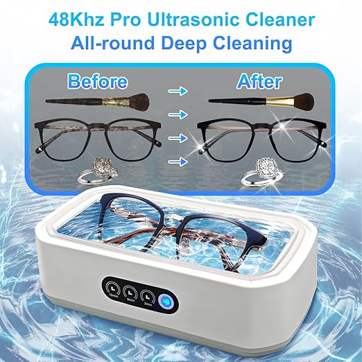 Ultrasonic Jewelry Cleaner, 48khz Jewelry Cleaner Ultrasonic Machine with 304 Stainless Steel 22oz Cleaning Pod for Jewelry, Glasses, Rings, Retainers, Watch Strap, Dentures