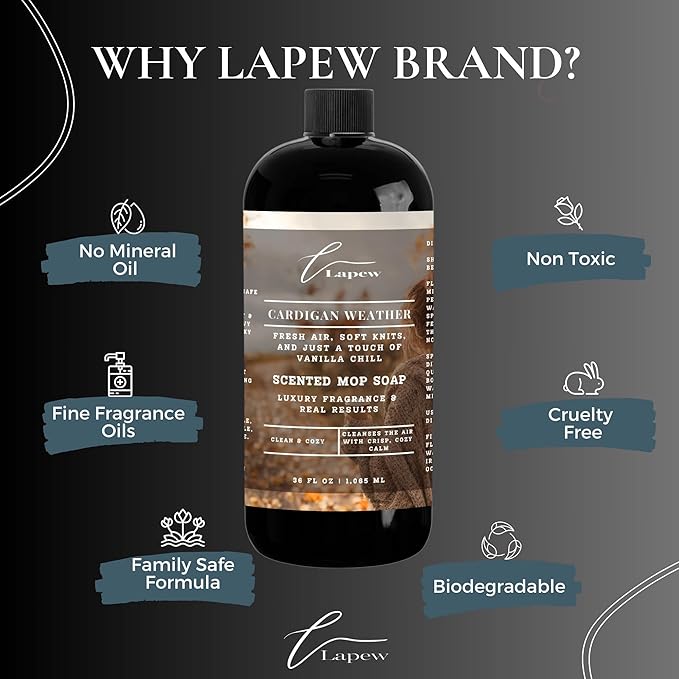 Luxury Floor Cleaner, Scented Mop Soap Concentrate | Hard Floor Cleaner for Tile, Vinyl, Laminate, LVP & Sealed Hardwood | Low-Foam, Streak-Free | 36 oz | Cardigan Weather