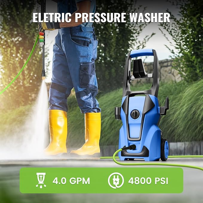 Professional Pressure Cleaner, Power Cleaner with Foam Cannon,4 Nozzles,33FT Hose and Soap Bottle,Car Clean Machine/Car/Driveway/Patio Clean (Blue)