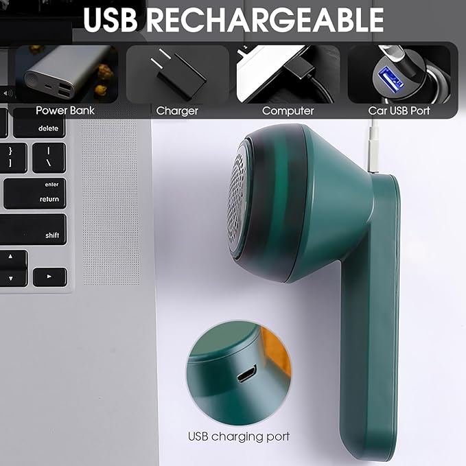 Sweater Pill Remover Fabric Shaver USB Rechargeable Electric Lint Remover for Clothes 6 Leaf Blades Battery Operated Sweater Shaver for Lint Balls Furniture Couch Blanket
