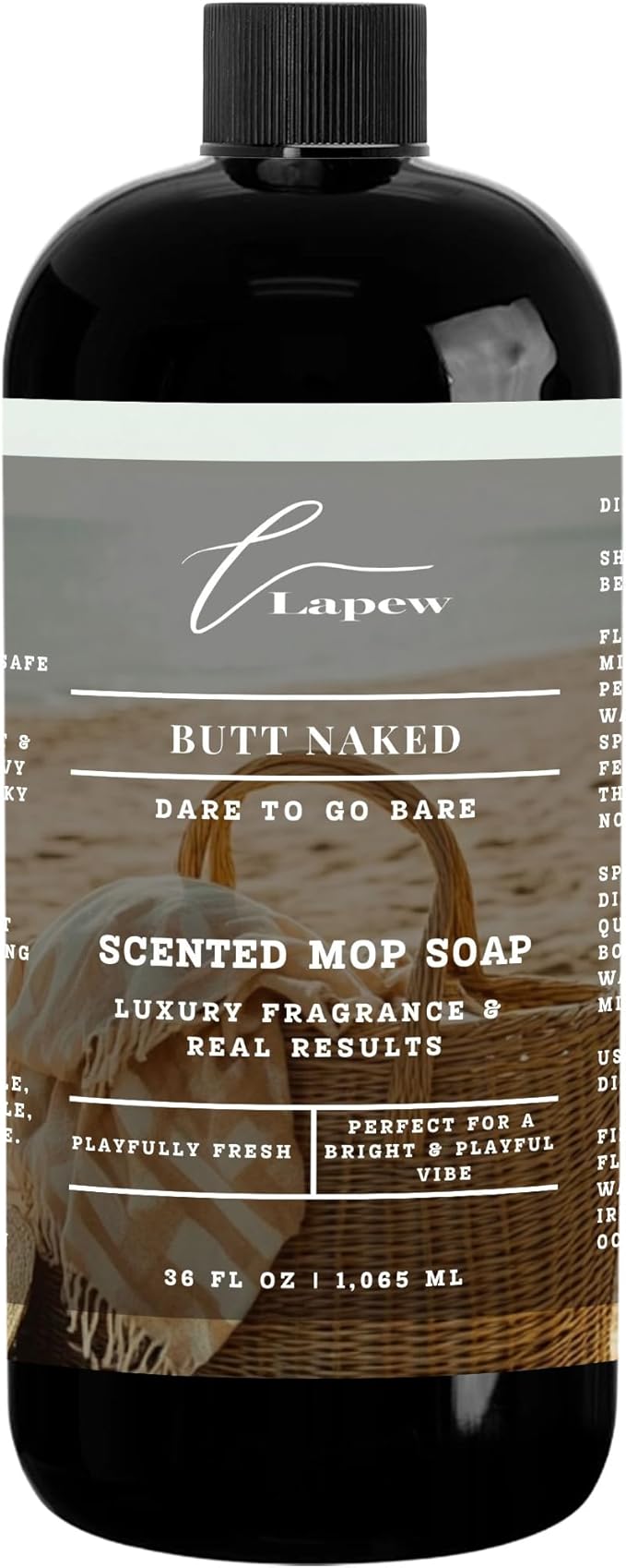 Luxury Floor Cleaner, Scented Mop Soap Concentrate | Hard Floor Cleaner for Tile, Vinyl, Laminate, LVP & Sealed Hardwood | Low-Foam, Streak-Free | 36 oz | Butt Naked