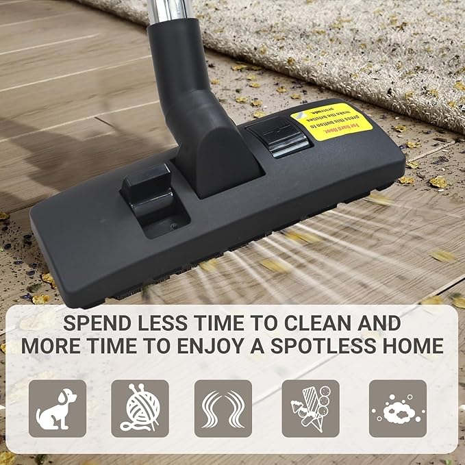 EZ SPARES Universal Vacuum Cleaner Floor Brush Attachment,Compatible with Most Brand,Hoover, Eureka, Rainbow,Shop VAC,Nozzle Tool, 2-in-1 for Hard Floor&Carpet (With An Adapter and Mini Clean Brush)