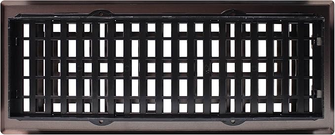 Decor Grates Metal Oriental Decorative Air Vent Cover 4x12 Floor Register – Adjustable Control Lever – AC Floor Vent Covers for Home Floor Vents – Fits 4 x 12 Inch Opening – Rubbed Bronze (AJH412-RB)