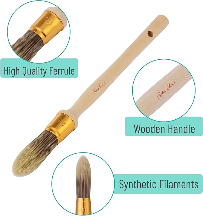 Bates Trim Brush, 0.75-Inch, Wood Handle Paint Brush, Small Brushes for Painting, Paint Brushes for Walls