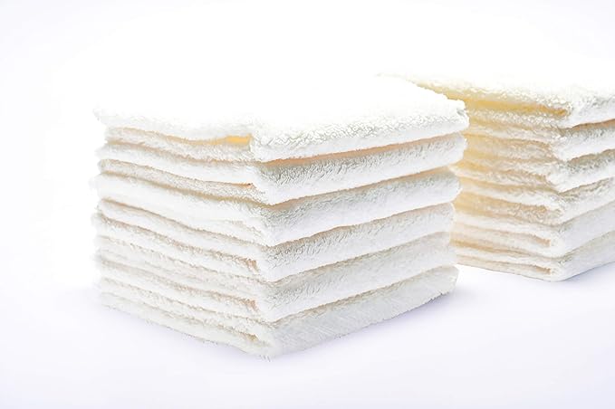 Kyapoo Baby Washcloths 12 Pack 12x12 Inches Microfiber Coral Fleece Extra Absorbent and Soft for Newborns, Infants and Toddlers-White