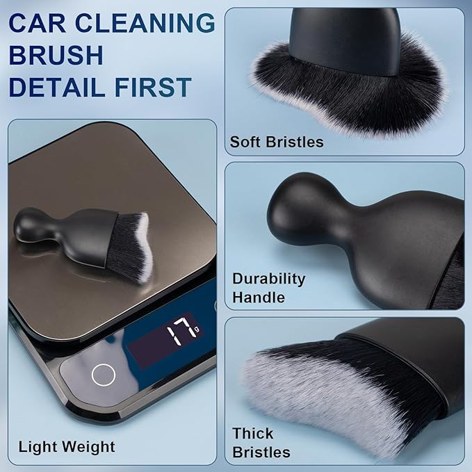 2 PCS Car Interior Detailing Brush, Auto Car Dusting Brushes, Soft Bristles Duster Removal Cleaning Tool for Dashboard Interior, Exterior, Skylight, Leather, Dust Brush, Black & White