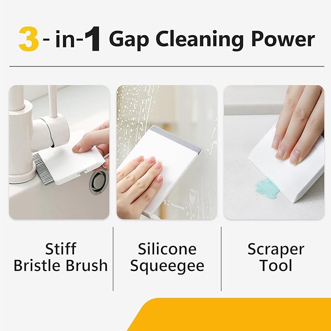 Li&Zhao Sink Squeegee 2-in-1 Scrub Brush, Multi-Functional Small Squeegee for Sink and Countertop Cleaner, Effective Sink Scraper for Wet Dry Messes on Kitchen Surfaces, Tiles, Stove