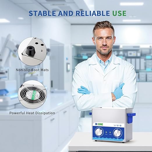 DK SONIC Ultrasonic Cleaner,3L 120W Ultrasonic Jewelry Cleaner with Heater& Mechanical Timer,Sonic Cleaner for Cleaning Jewelry,Eyeglasses,Coins(Include Basket)