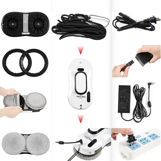 Window Cleaning Robot Vacuum with Ultrasonic Water Spray and Remote Control for Indoor Outdoor High Windows Glass, Tiles