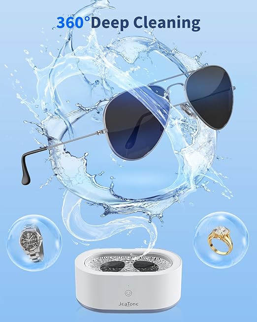 Ultrasonic Jewelry Cleaner Machine, JeaTone 20oz Ring Cleaner, 46KHz Professional Sonic Cleaner, Jewelry Cleaner for All Jewelry, Rings, Glasses, Dentures Grey