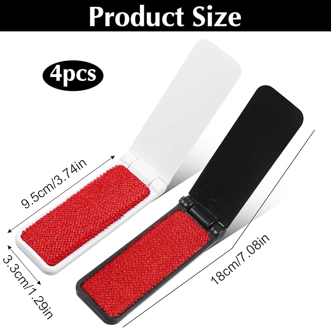 4 Pcs Mini Lint Brush, Portable Lint Brushes, Travel Foldable Lintbrush for Clothes, Portable Foldable LintBrushes for Clothes, Pet Hair Remover, Cleaning Fluff