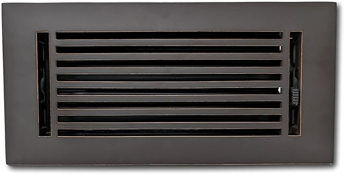 Madelyn Carter 4 x 10 Cast Aluminum Linear Vent Cover with Damper - Oxidized Bronze (Overall: 5.25 x 11.5) | Floor Register - Wall Register