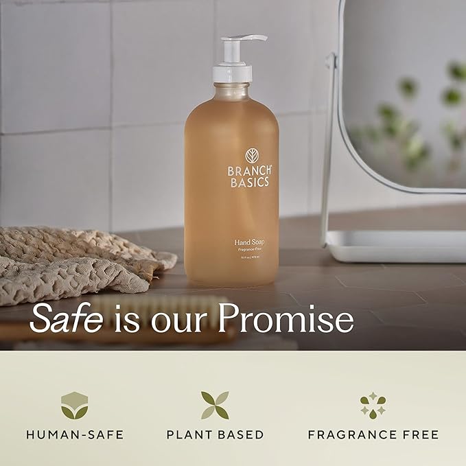 Branch Basics Gel Hand Soap – 16oz Bottle | Plant & Mineral-Based Formula with Aloe, Chamomile & Meadowfoam Oil | Nourishing, Fragrance-Free & Gentle on Sensitive Skin