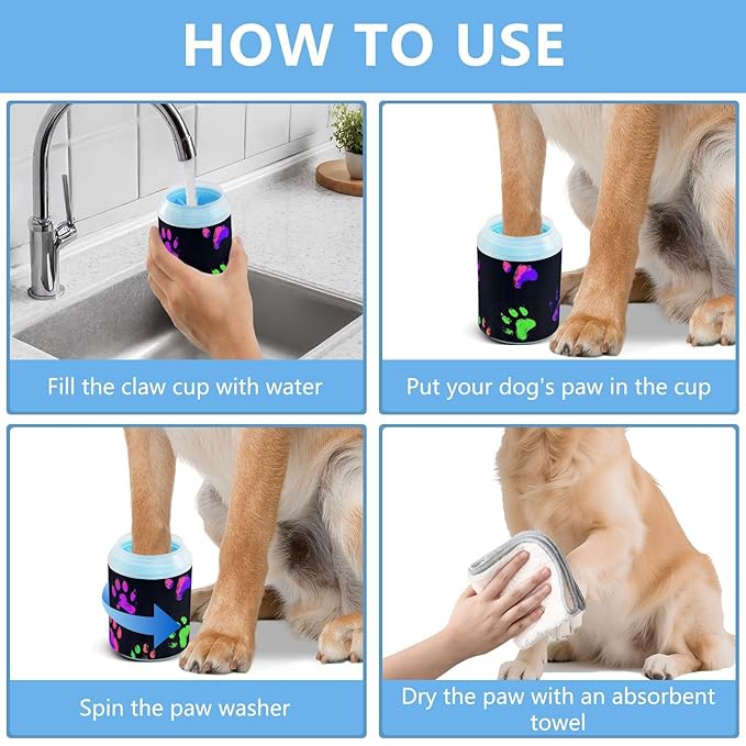 Dog Paw Cleaner Cups for Dogs Pet Foot Washer Paw Scrubber for Medium Small Dogs Cats Cleaning Cup Colorful Paw