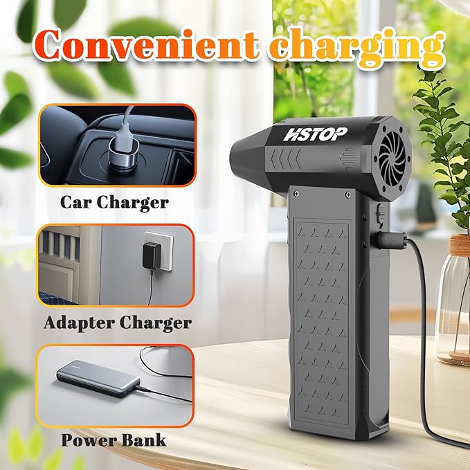 Compressed Air Duster, 180000RPM Mini Electric Dust Blower, Rechargeable Air Blower with 2 LED Lights, 4-Gear Adjustable Compressed Air Cleaner for PC, Cool Gadgets for Men