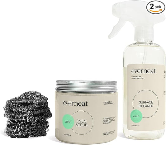 Oven Cleaning Kit: Natural Oven Cleaner and Kitchen Cleaner | Heavy Duty Oven Cleaner & Oven Rack Cleaner Kit | Fume-free & Safe to Clean All Ovens (Unscented) | Refillable Plastic Jar & Bottle