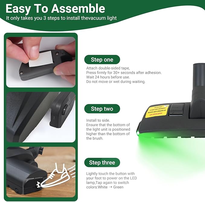 EZ SPARES Dust Display LED Vacuum Brush,Floor Brush Attachment,Compatible with Hoover, Eureka, Rainbow,Shop VAC,Most Brand,Reveal Microscopic Dust & Illuminate Invisible Pet Hair Cat Dog Fur