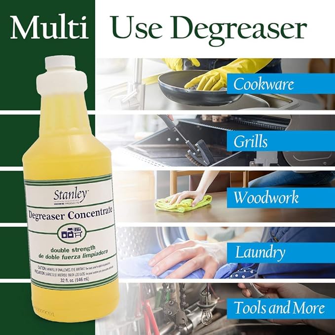 Stanley Degreaser Concentrate with Spray Bottle – Heavy Duty Cleaner for Grease, Grime, Kitchen & Home Surfaces – Multi-Purpose Formula for Home (with Spray Bottle)