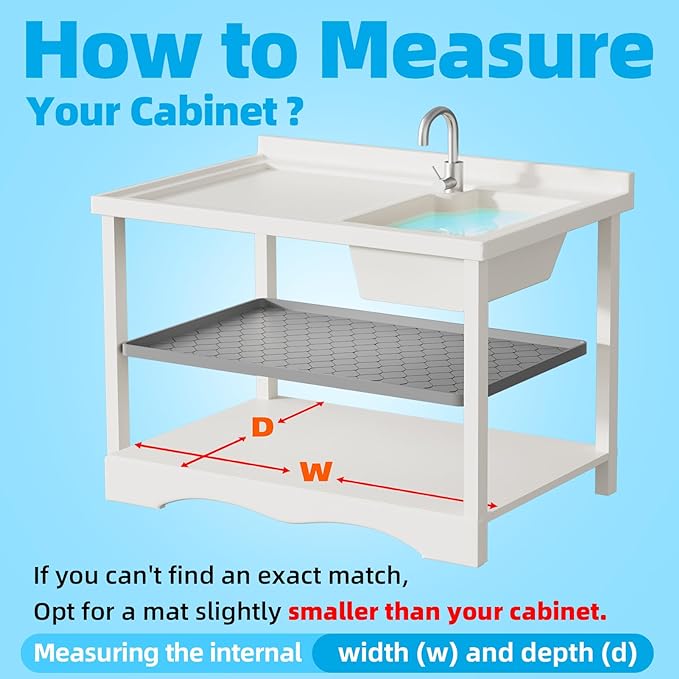 Silicone Under Sink Mat 37" x 22", kitchen Essentials and Gadgets, Shelf liner and Cabinet Protector, Home Organizers and Storage, Waterproof Bathroom Tray