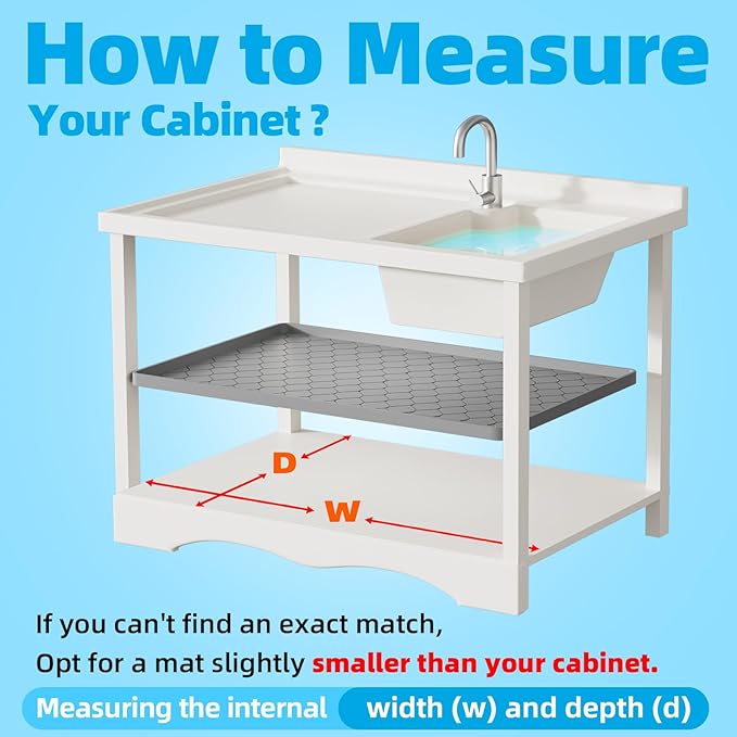 Silicone Under Sink Mat 25" x 19", kitchen Essentials and Gadgets, Shelf liner and Cabinet Protector, Home Organizers and Storage, Waterproof Bathroom Tray