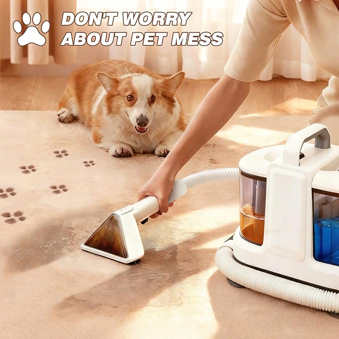 Coospider 18Kpa Portable Carpet Cleaner Machine, Powerful Suction with Cleaning Tools & Upholstery Cleaner, Couch Cleaning with Pet Stains Remover for Dog Bed, Furniture, Rug, Sofa, Car & Mattress