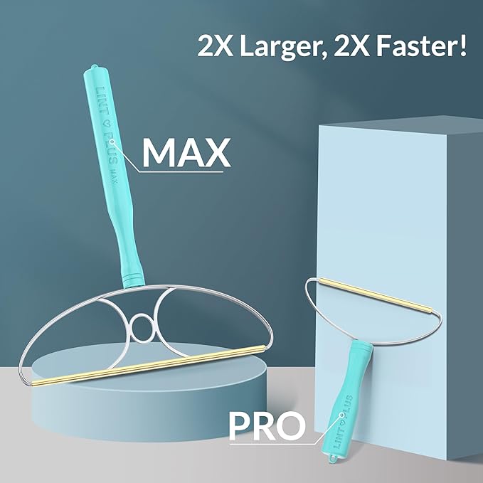 Pet Hair Removal Tool Kit-Max and Pro-by LINTPLUS Cat Hair Remover,Dog Hair Remover and Carpet Rake-Easy Pet Hair Remover for Carpeted Stairs & Rugs-Gets Every Hair!