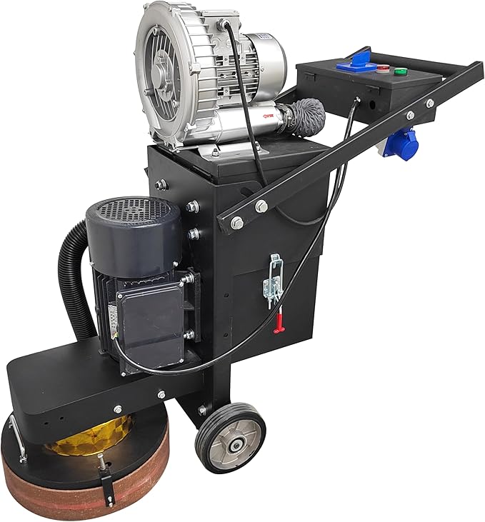 TECHTONGDA Electric Floor Grinder for Concrete Epoxy Ground with Vacuum Dust Collector Sander Polisher for Removing Floor Coating with 4 Heads External Fan 380 Type 220V