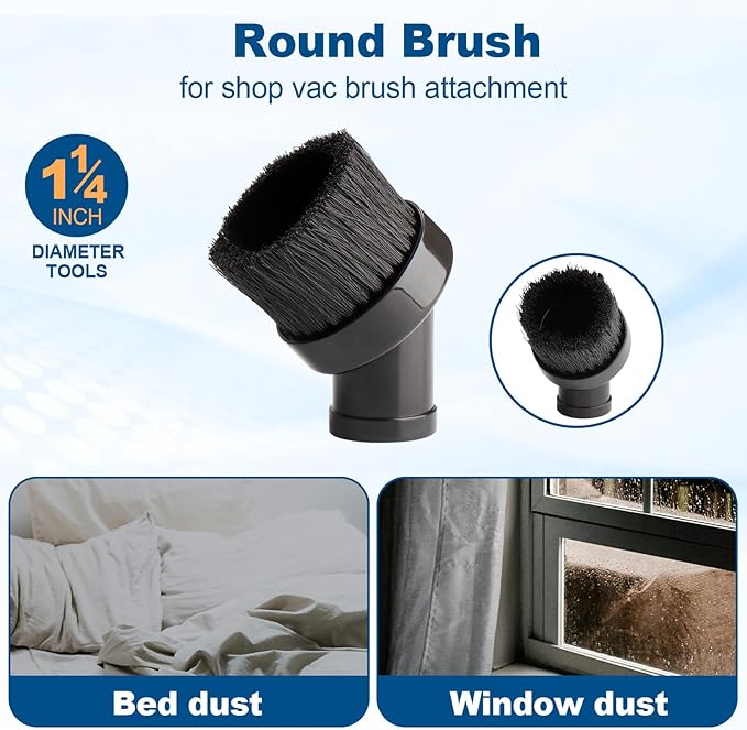 for Shop Vac Attachments Replacement 9064333, 1-1/4 (1.25“) (32MM) Inch Diameter for Wet/Dry Use Ideal for Upholstery and Carpets - Includes Round Brush, Crevice Tools and Gulper Tool - 3 Pack