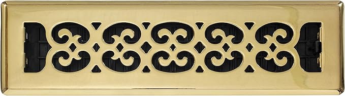 Decor Grates SPH212 Floor Register, 2x12, Polished Brass Finish