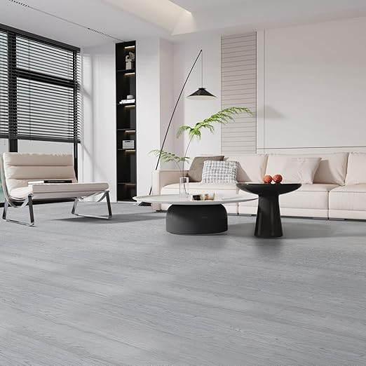 3D Peel and Stick Floor Tile Vinyl Roll Wood Plank Sticker 23"x393"/64 Sq.Ft, for Home Apartment Room Self Adhesive Easy DIY Removable Waterproof Thicken Floor Covering Gray Wood