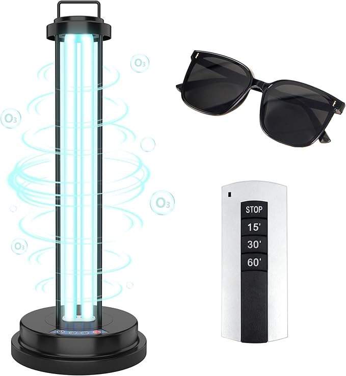 40W UV Light Sanitizer Ultraviolet Ozone Sanitizer Lamp with 3 Speed Timings for Household Office Hotel Spa Basement Laundry Room