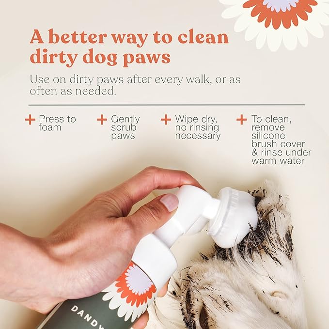 Dandylion Daily Paw Care Kit – No‑Rinse Paw Cleaner + Hydrating Paw Lotion with Brush – Gentle, pH‑Balanced, Fragrance‑Free, Plant‑Based