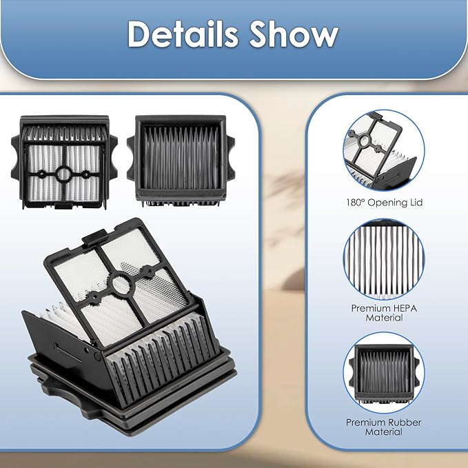 (5 Pack) Floor One S9 Artist Pro Replacement HEPA Filters Compatible with Tineco Floor ONE S5 Combo Cordless Wet Dry Vacuum Cleaner Filter, Accessories Kit (Note: Not applicable to Floor ONE S5/S3)