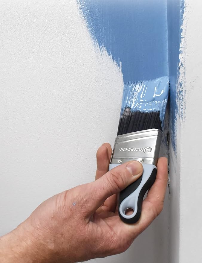 ROLLINGDOG 2 Inch Trim Paint Brush - 1PC 50mm Angled Sash Paint Brush and 1PC Pointed Round Trim Brush for Painting Walls