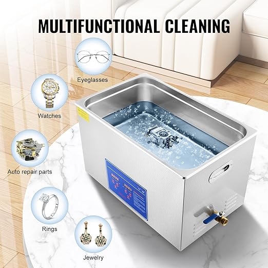 VEVOR 30L Ultrasonic Cleaning Machine, 40kHz Stainless Steel Jewelry Cleaner with Digital Timer & Heater -Iedal for Wrenches, Screwdrivers, Industrial Parts Cleaning, FCC/CE/RoHS Certified