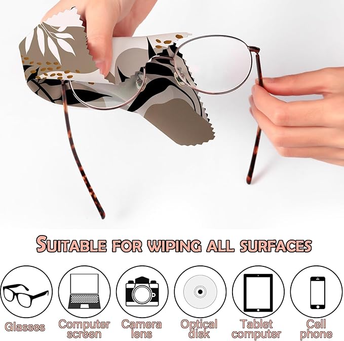 6 PCS Glasses Cleaning Cloth Eyeglass Cleaning Cloth Lens Eyeglasses Microfiber Cute Aesthetic Cloth for Unisex Women Girls Reusable Phone Screens Camera Multi-Patterns(6.3"x6.3")-Art
