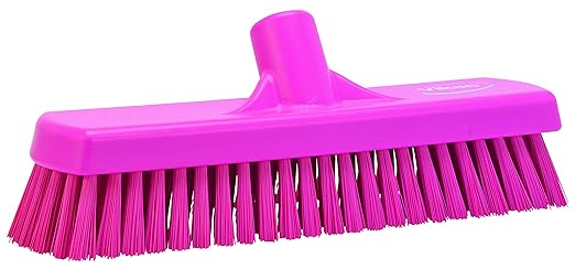 Vikan 70601 Brush,Wall/Floor Scrub,Stiff,12",PP/PBT,Pink