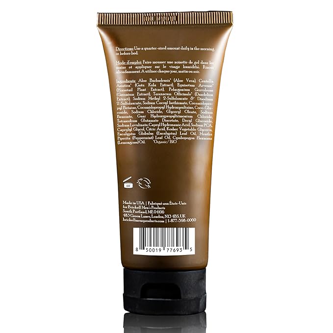Brickell Men's Clarifying Gel Face Wash for Men, Natural and Organic Rich Foaming Daily Facial Cleanser Formulated With Geranium, Coconut and Aloe (3.4 Ounce)