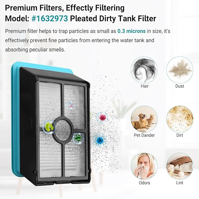 3831 Replacement Brushes and Filters for Bissell Crosswave Hard Floor Expert Vacuum 3831 HF2 3845 3847 3848, for Bissell Crosswave Replacement Parts, Accessory Kit No. B0555, 1637755, 1632973